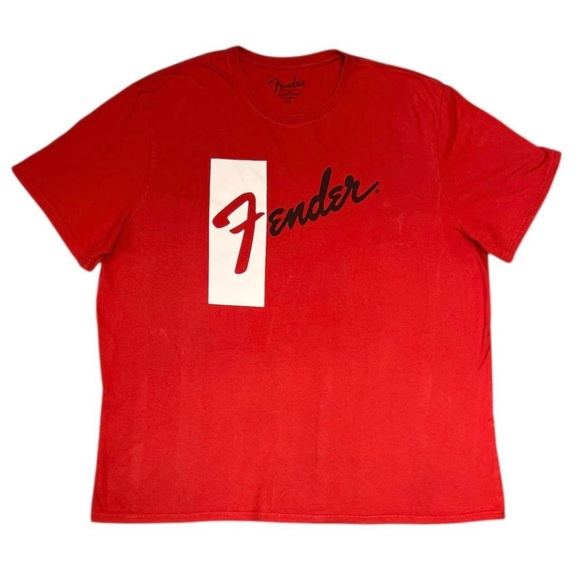 Vintage FENDER Guitar T-Shirt - Red w/ Classic Logo - Picture 1 of 4